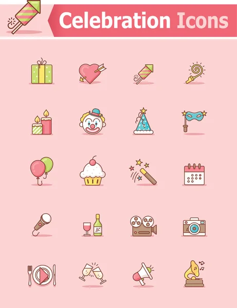 Set de iconos de celebración — Vector de stock