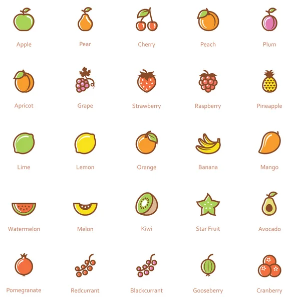 Набор иконок из фруктов — стоковый вектор