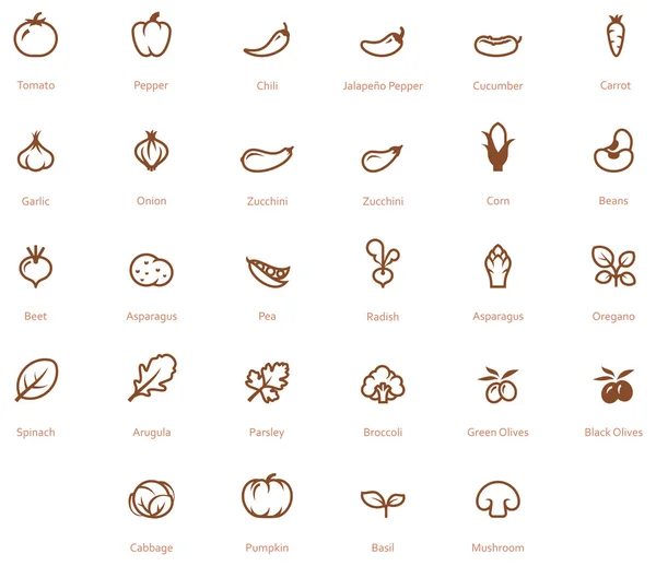 Icono de verduras conjunto — Vector de stock