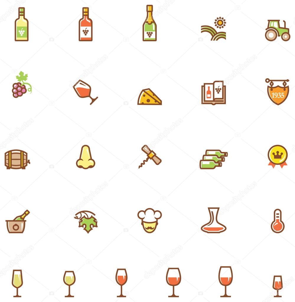 Wine icon set
