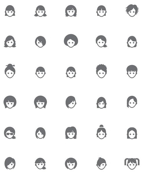 Vector women faces icon set — Stock Vector