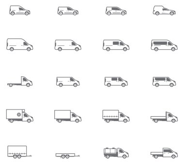 Vector commercial transport icons clipart