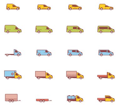 Vector commercial transport icons clipart