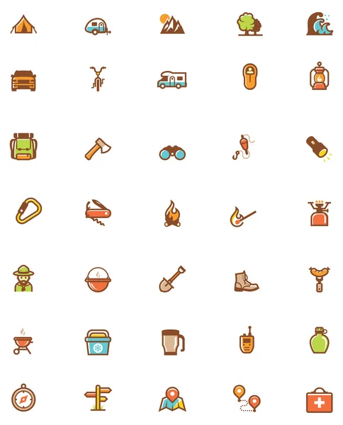 Vektor camping icon set — Stockvektor