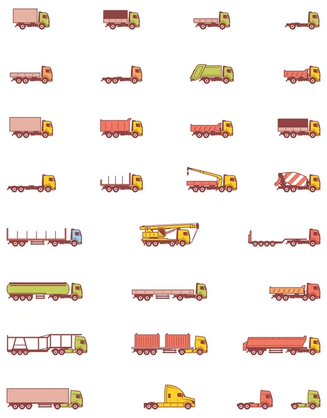 Vector trucks pictogrammen — Stockvector