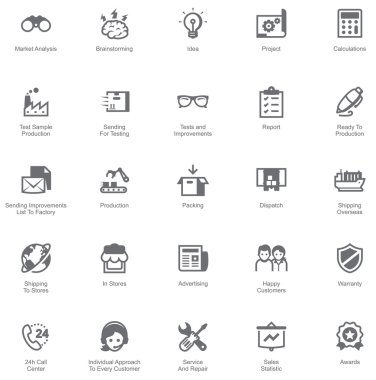 Üretim ve dağıtım Icon set
