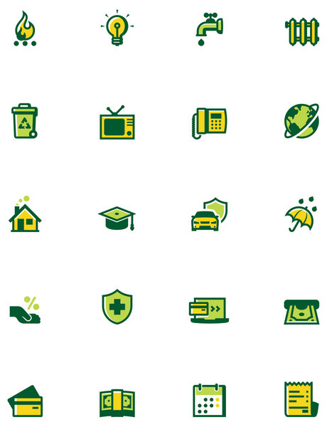 Paying bills icon set