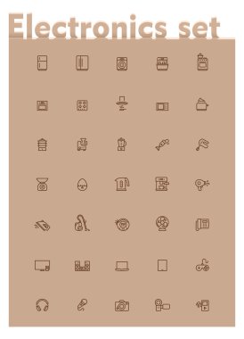 Vektör yerli elektronik Icon set