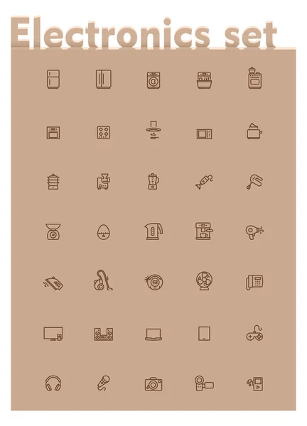 Vector domestic electronics icon set — Stock Vector