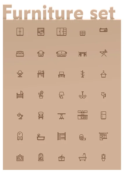 Vektor häusliche Möbel Icon Set — Stockvektor