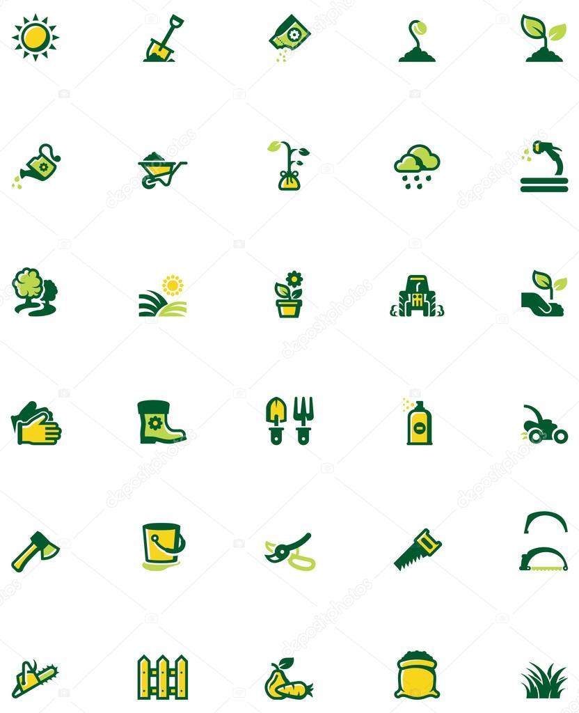 Vector gardening icon set