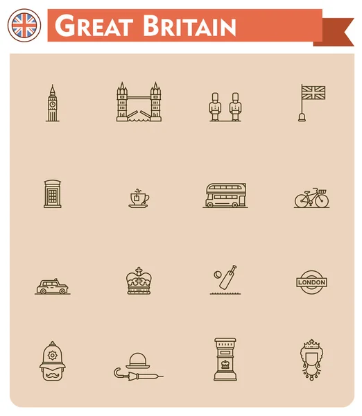 United Kingdom travel icon set — Stock Vector