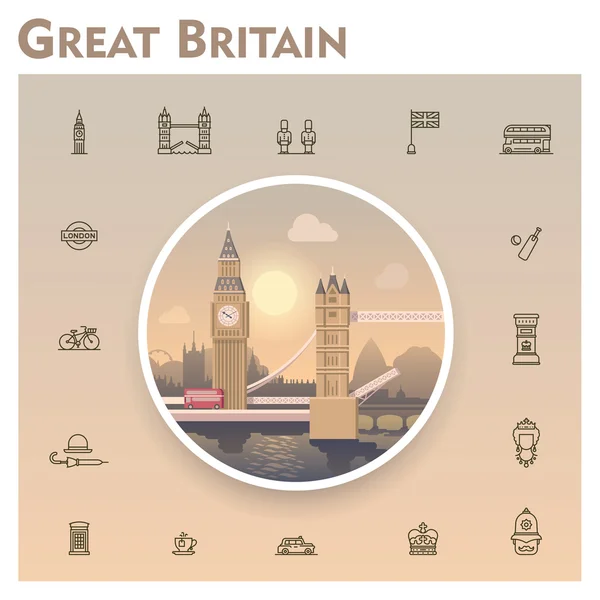 United Kingdom travel icon set — Stock Vector