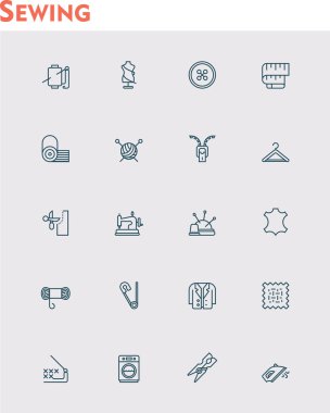 Linear sewing  icon set