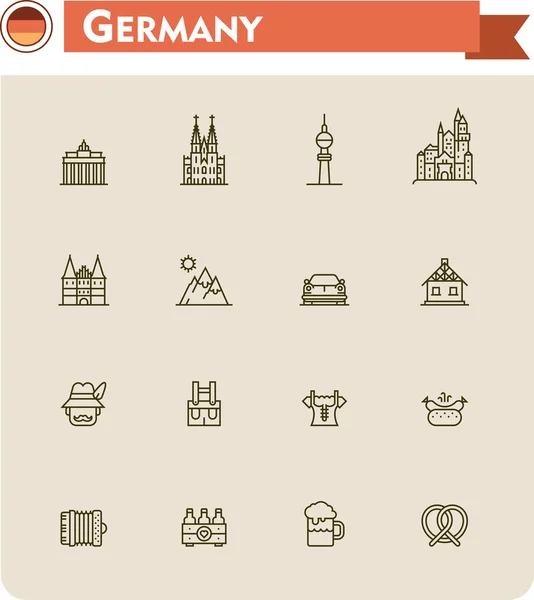 Deutschland Reise-Icon Set — Stockvektor