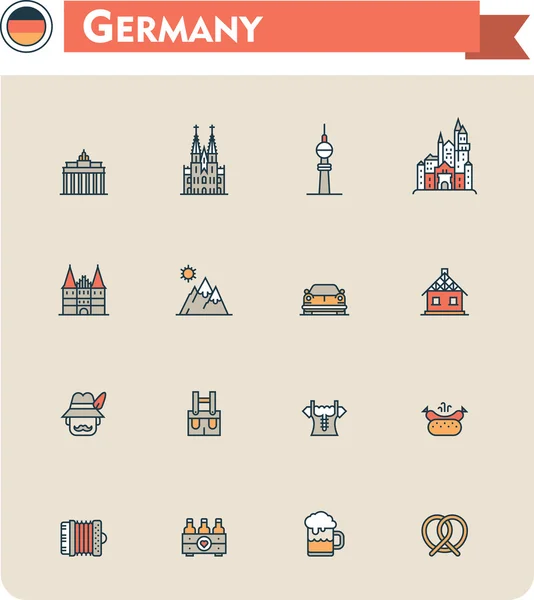 Germany  travel icon set — Stock Vector