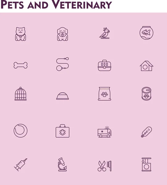 Набір іконок для ветеринарних та домашніх тварин — стоковий вектор
