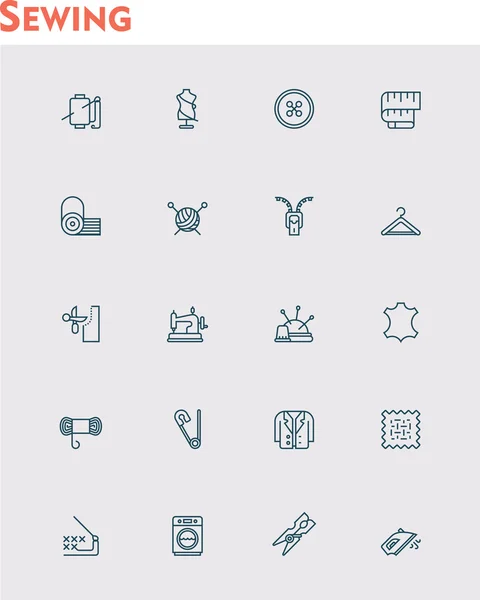 Linear sewing icon set — Stock Illustration Linear sewing icon set Stock Vector