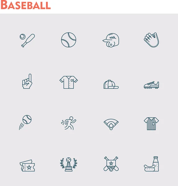 Vector icono de béisbol conjunto — Vector de stock