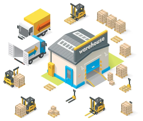 Almacén isométrico vectorial Gráficos vectoriales