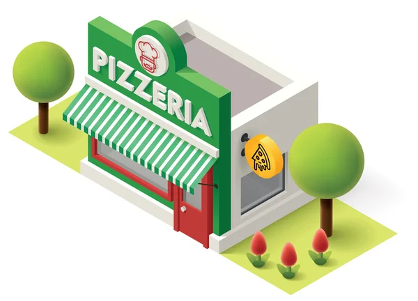 Pizzaria isométrica vetorial —  Vetores de Stock