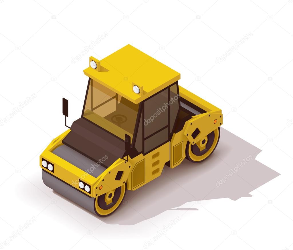 Vector isometric road roller