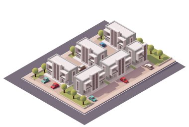 Vector isometric townhouses set