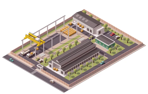 Icône des bâtiments d'usine isométriques vectoriels — Image vectorielle