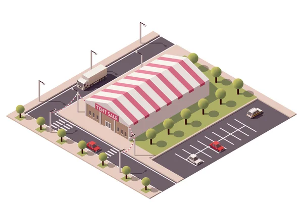 Vector isometric sale tent store — 图库矢量图片