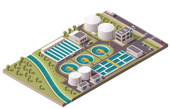 Planta de tratamiento de agua isométrica vectorial — Archivo Imágenes Vectoriales