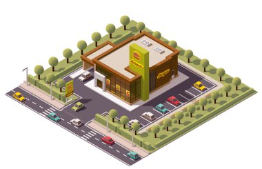 Vektör izometrik fast food Restoran