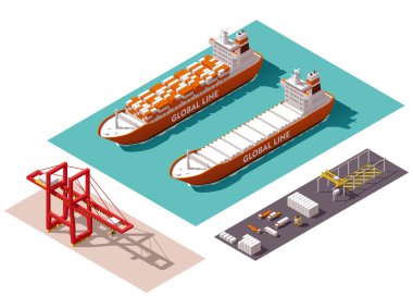 Vektör izometrik kargo bağlantı elemanları