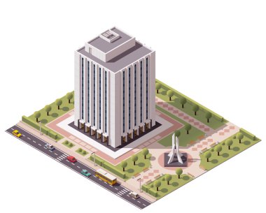 Vektör izometrik ofis binası simgesi