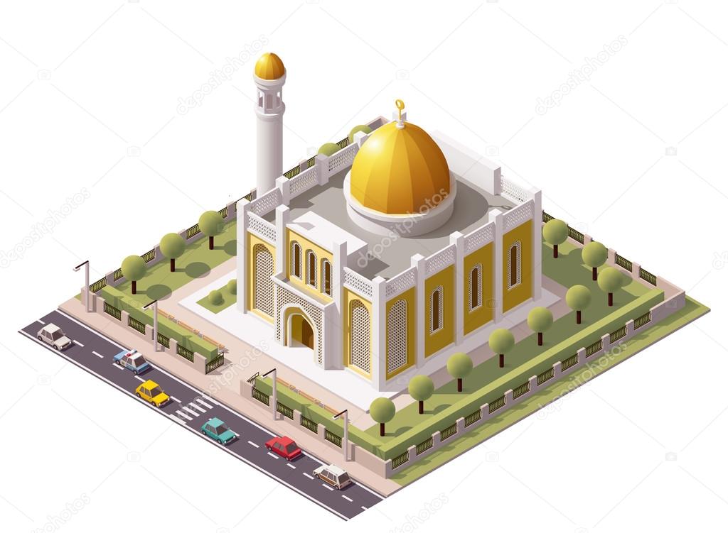 Vector: mosque isometric | Vector isometric mosque — Stock Vector