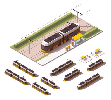 Vektör izometrik tramvay