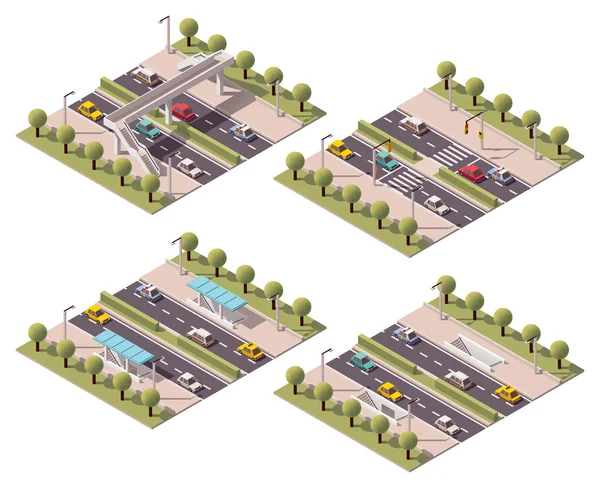 Vector isometrische voetganger kruisingen set — Stockvector