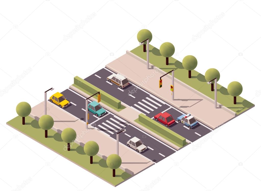 Vector isometric pedestrian crossing