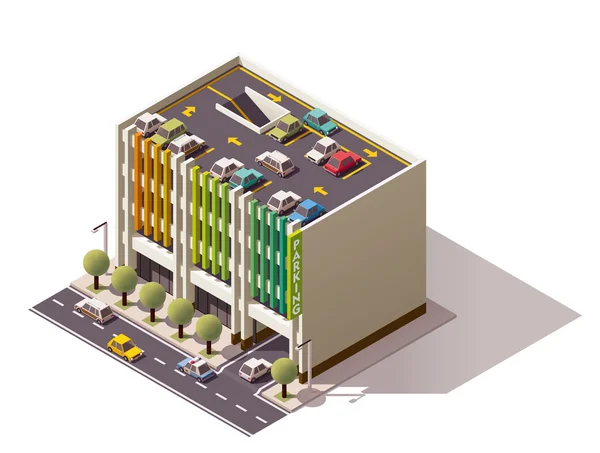 Parque de estacionamento isométrico vetorial — Vetor de Stock