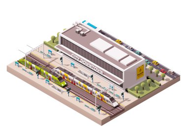 Vektör izometrik tren istasyonu