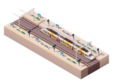 Vektör izometrik tren istasyonu