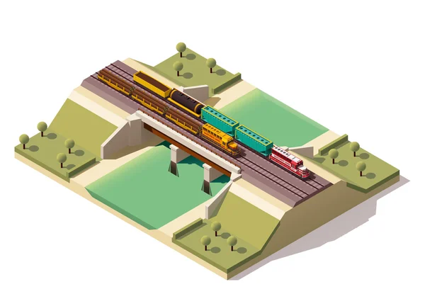 Ponte ferroviario isometrico vettoriale — Vettoriale Stock