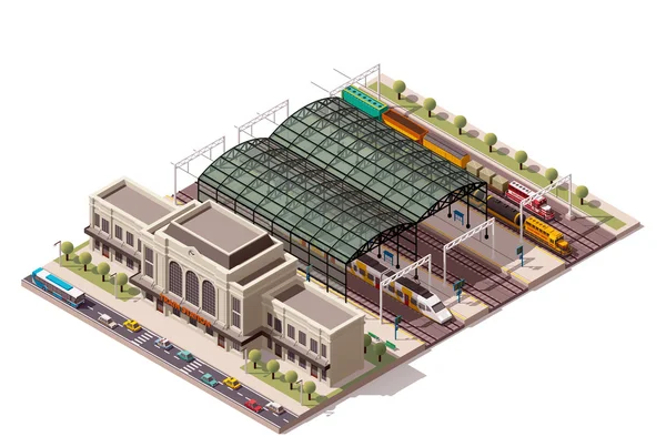 Vector isometric train station — Stock Illustration Vector isometric train station Stock Illustration