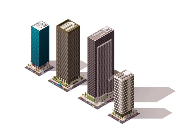 Serie di edifici isometrici vettoriali — Vettoriale Stock
