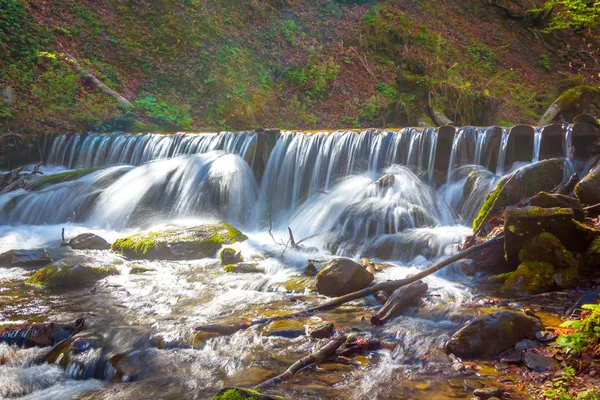 Closeup blue water cascade in a mountain canyon — Stock Photo, Image