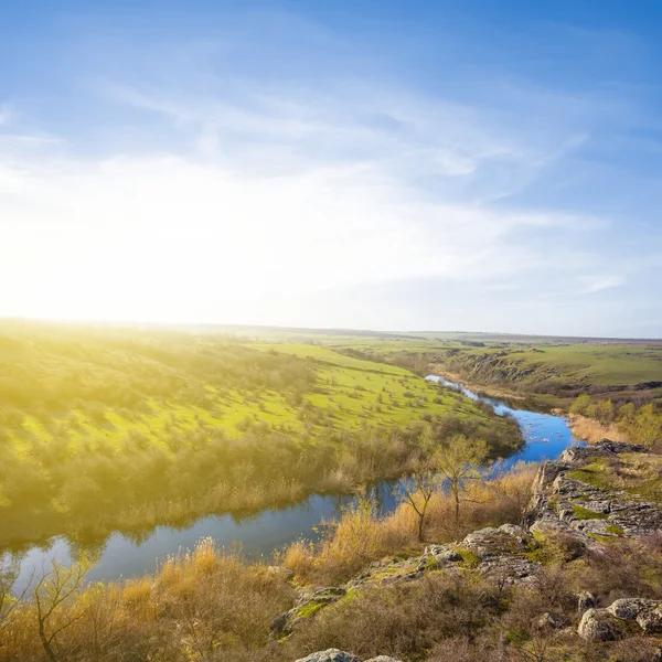 Small prairie river at the sunrise — Stock Photo, Image