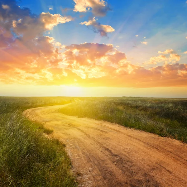 Zachód słońca ower prairie — Zdjęcie stockowe