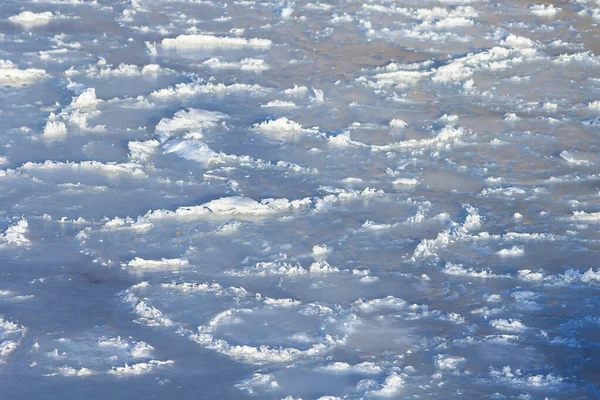 Closeup Ice Snow Frozen River Winter Outdoor Backgrounsd — Fotografia de Stock