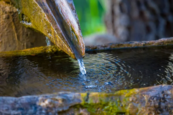 Closeup Small Wellspring Flow Pipe — Stock Photo, Image