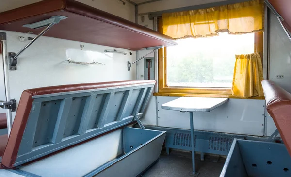 Dentro Carruagem Ferroviária Vazia Cena Viagem Close — Fotografia de Stock