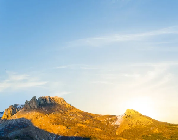 Гірський Хребет Світанку Вечірнього Сонця Сцена Природного Заходу Сонця — стокове фото